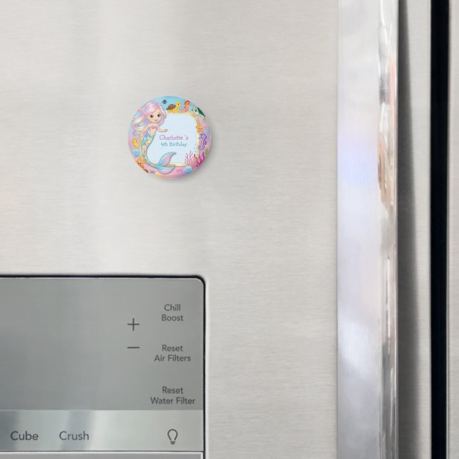 Cute Rainbow sjöjungfru fish seahorse star Birthda Magnet (In Situ (Fridge))