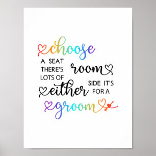Cute Rainbow-skript Välj ett sätesgö Bröllop Poster