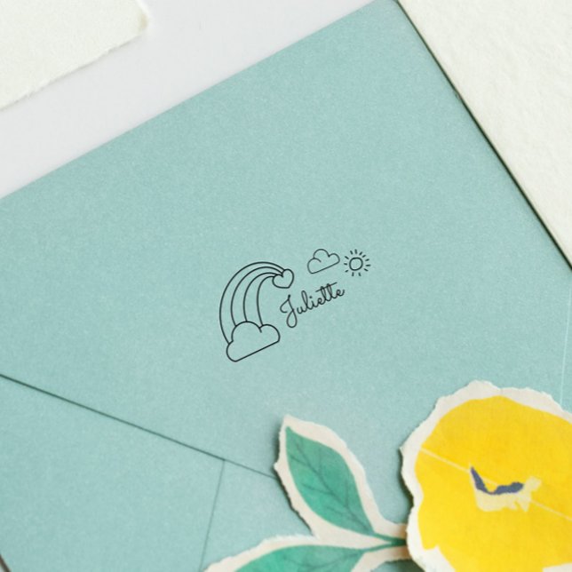 Cute Rainbow Sol Child Custom Name Self-inking Sta Självfärgande Stämpel (Skapare uppladdad)