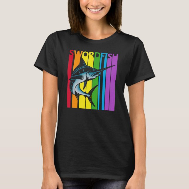 Cute Rainbow Sordfish T Shirt (Framsida)