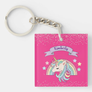 Cute Rainbow & Sparkly Unicorn Shock rosa Glitter