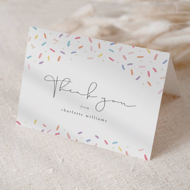 Cute Rainbow Sprinkle Baby Shower Tack Kort (Cute rainbow sprinkle baby shower thank you cards.)