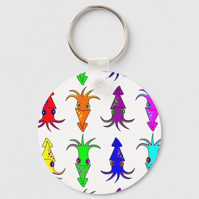 Cute Rainbow Squid Nyckelring (Framsida)