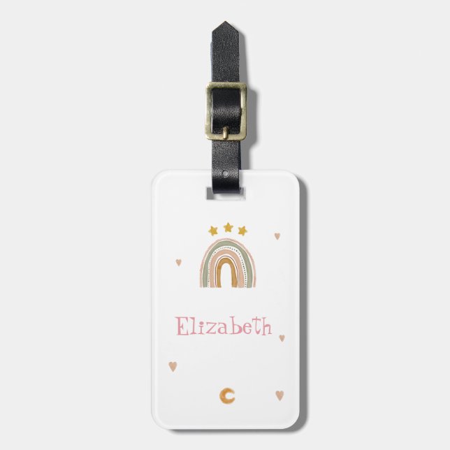 Cute Rainbow Stars Hearts Bagagebricka (Vertikal Framsida)