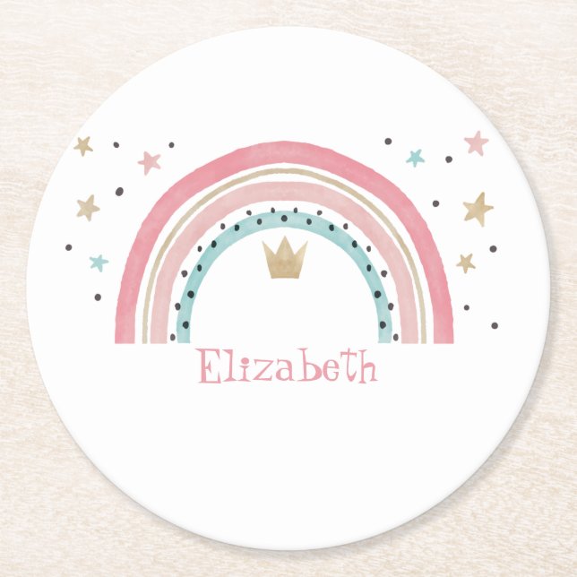 Cute Rainbow Stars Underlägg Papper Rund (Framsidan)