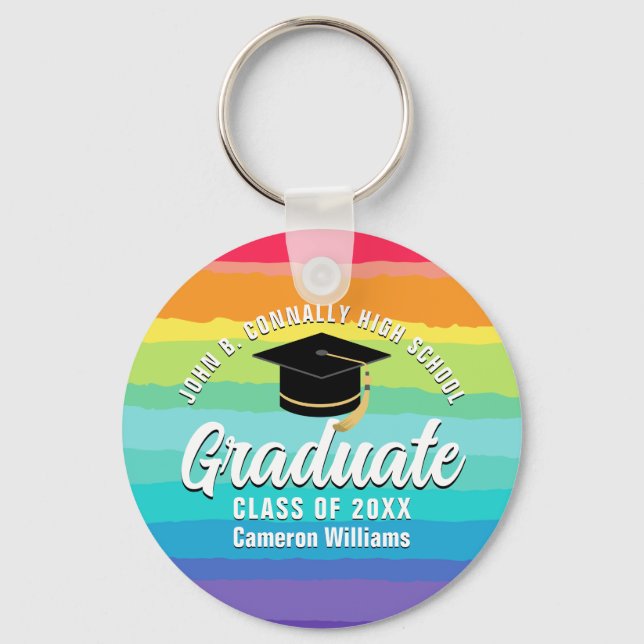 Cute Rainbow Student Anpassningsbar Studenten Gift Nyckelring (Framsida)