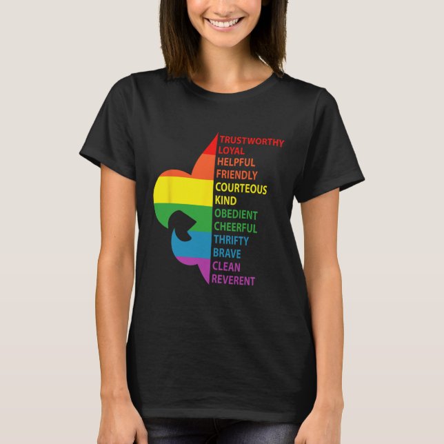 Cute Rainbow Style Scouting Law  T Shirt (Framsida)