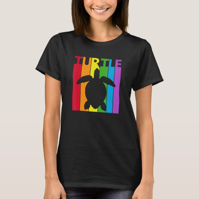Cute Rainbow Turtle Animal Lover T Shirt (Framsida)