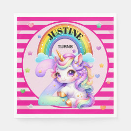 Cute Rainbow, Unicorn, 2:a födelsedagen Pappersservett