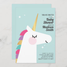 Cute Rainbow Unicorn Baby Shower