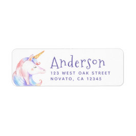 Cute Rainbow Unicorn Birthday Returadress Returadress Etikett