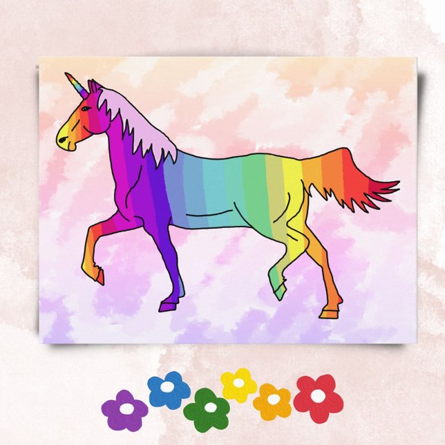 Cute Rainbow Unicorn Födelsedagsfest inbjudan (Skapare uppladdad)