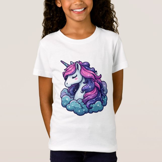 Cute Rainbow Unicorn Gift for Unicorn Believer T Shirt (Framsida)