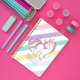 Cute Rainbow Unicorn Girl Anteckningsbok