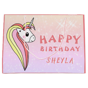 Cute Rainbow Unicorn Glitter Birthday Kids Namn