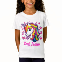 Cute Rainbow Unicorn Horse med Stars Hearts
