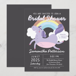 Cute Rainbow Unicorn Inbjudningskort för möhippan
