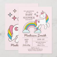 Cute Rainbow Unicorn och Sparkles Baby Shower
