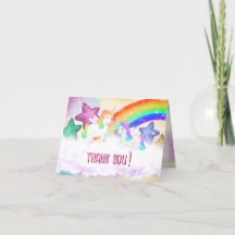 Cute Rainbow Unicorn Pastel Folkt tackkort