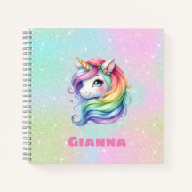 Cute Rainbow Unicorn Personlig Namn