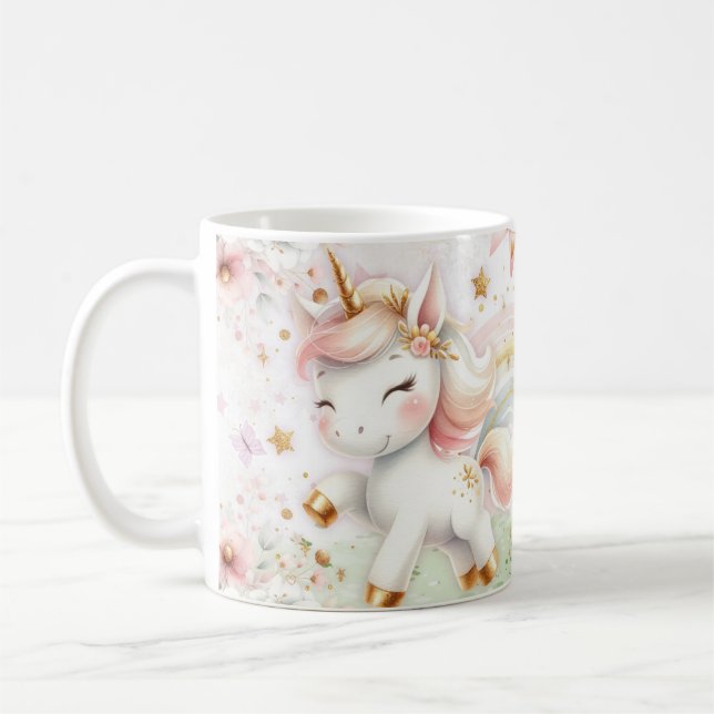  Cute Rainbow Unicorn Porcelain Mug Kaffemugg (Vänster)
