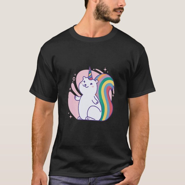Cute rainbow unicorn squirrel t shirt (Framsida)