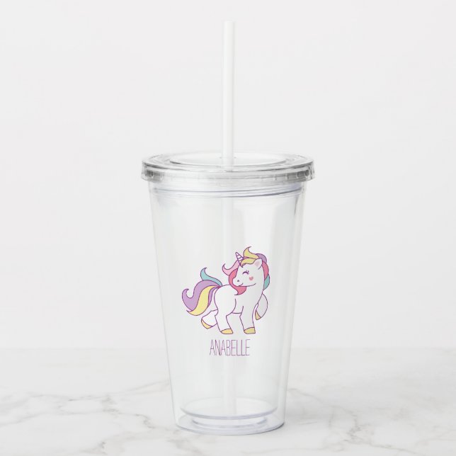 Cute Rainbow Unicorn Take Away Mugg (Framsida)