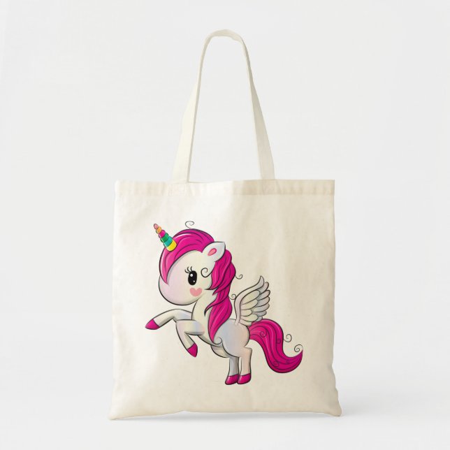Cute rainbow unicorn tygkasse (Framsidan)