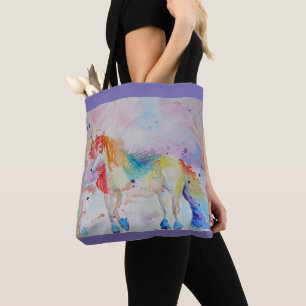 Cute Rainbow Unicorn Watercolor Livsmedel Toit Bag Tygkasse