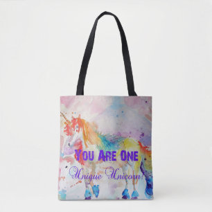 Cute Rainbow Unicorn Watercolor Livsmedel Tote Bag Tygkasse