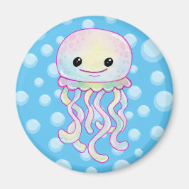 Cute Rainbow Watercolor Jellyfish Magnet