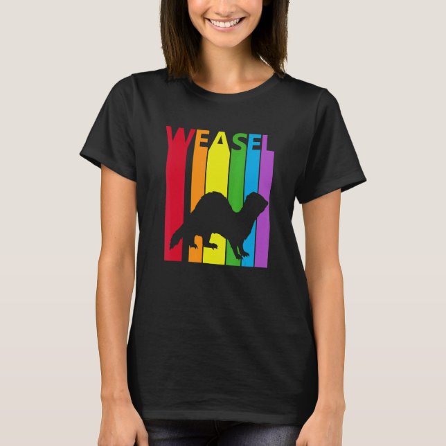 Cute Rainbow Weasel Animal T Shirt (Framsida)
