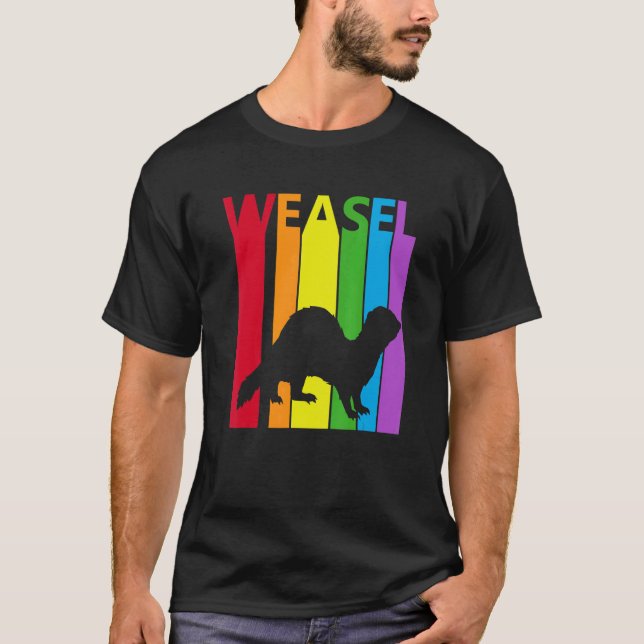 Cute Rainbow Weasel Animal T Shirt (Framsida)