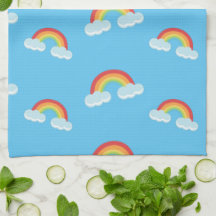 Cute Rainbow with Clouds Pattern