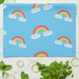 Cute Rainbow with Clouds Pattern Kökshandduk