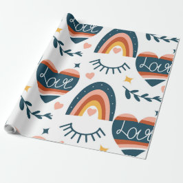 Cute Rainbows & Hearests Presentpapper