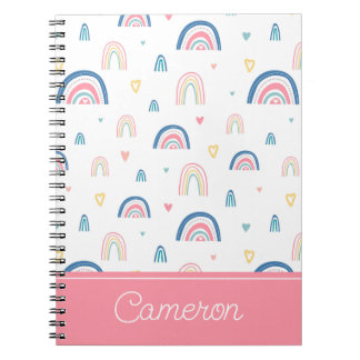 Cute Rainbows & Hearts Mönster Anteckningsbok