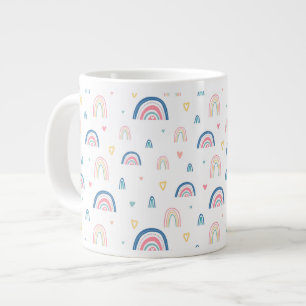 Cute Rainbows & Hearts Mönster Jumbo Mugg