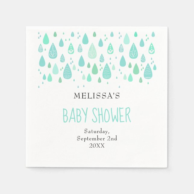 Cute Raindroppe Par Baby Shower/Sprinkle Pappersservett (Framsidan)