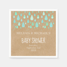 Cute Raindrops Par Baby Shower/Sprinkle Rustic Pappersservett