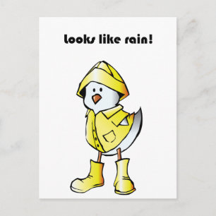 Cute Rainy Day Chick - Tecknaden "Ser ut som regn" Vykort