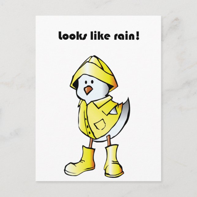 Cute Rainy Day Chick - Tecknaden "Ser ut som regn" Vykort (Framsida)
