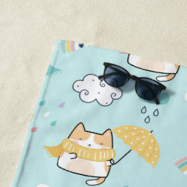 Cute Rainy Day Mönster Beach Towel