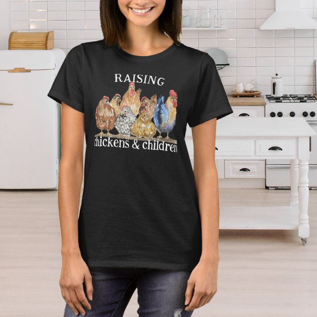 Cute Raising Chickens & Children Homestead Mamma T Shirt (Skapare uppladdad)