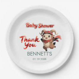 Cute Ram Winter Baby Shower Paper Plate