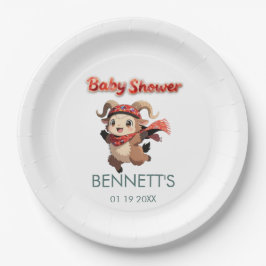 Cute Ram Winter Baby Shower Paper Plate