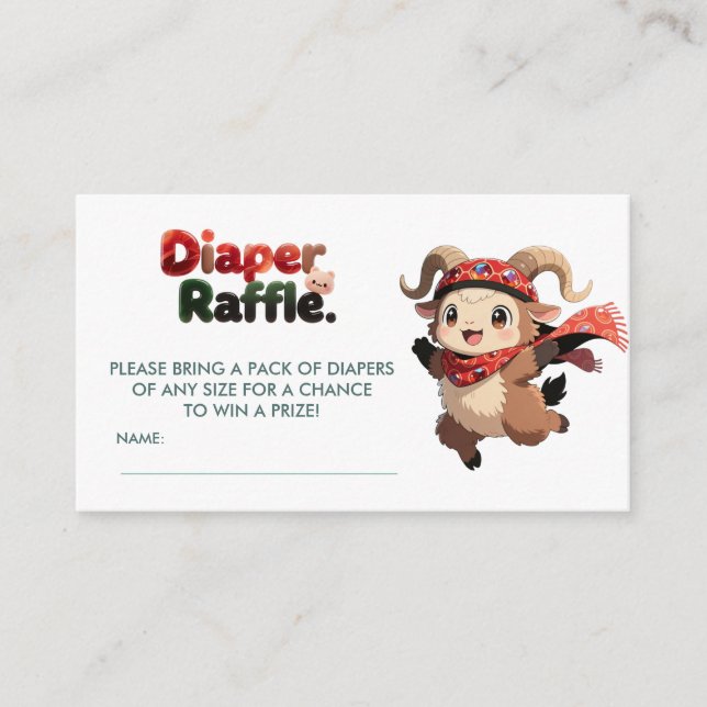 Cute Ram Winter Diaper Raffle Card Tilläggskort (Framsida)