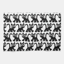 Cute Rambling Tecknad Cat Kitchen Towel