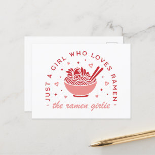 Cute Ramen älskare, bara en flicka kawaii rosa-est Vykort