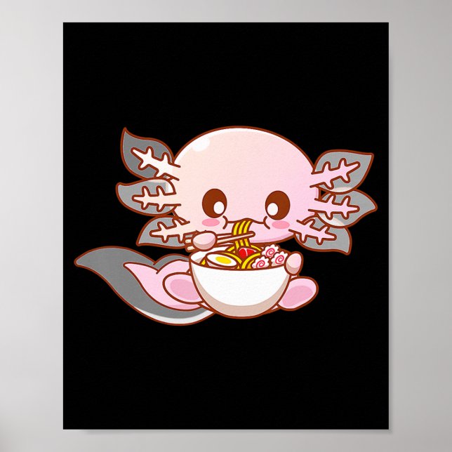 Cute Ramen Axolotl Kawaii Anime Jape Food Girl Poster (Framsidan)
